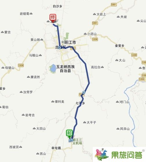 麗江三義機(jī)場到束河古鎮(zhèn)怎么坐車,有多少公里?